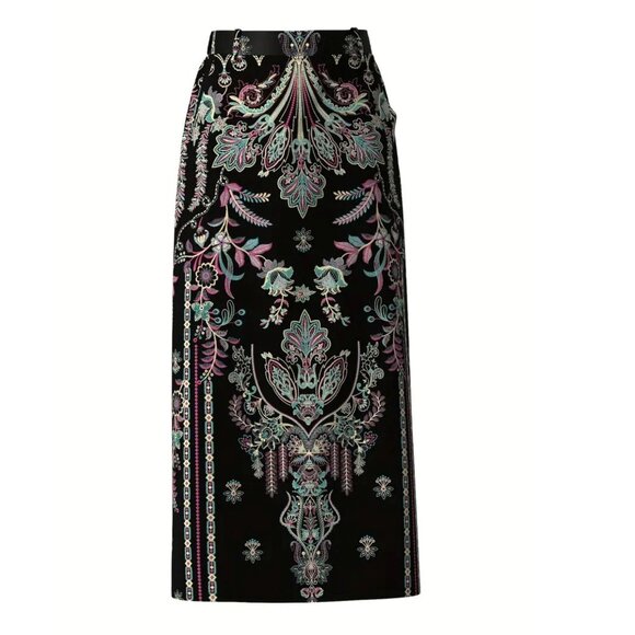 Floral Print Maxi Skirt With Pockets Black Multicolor - Picture 4 of 4